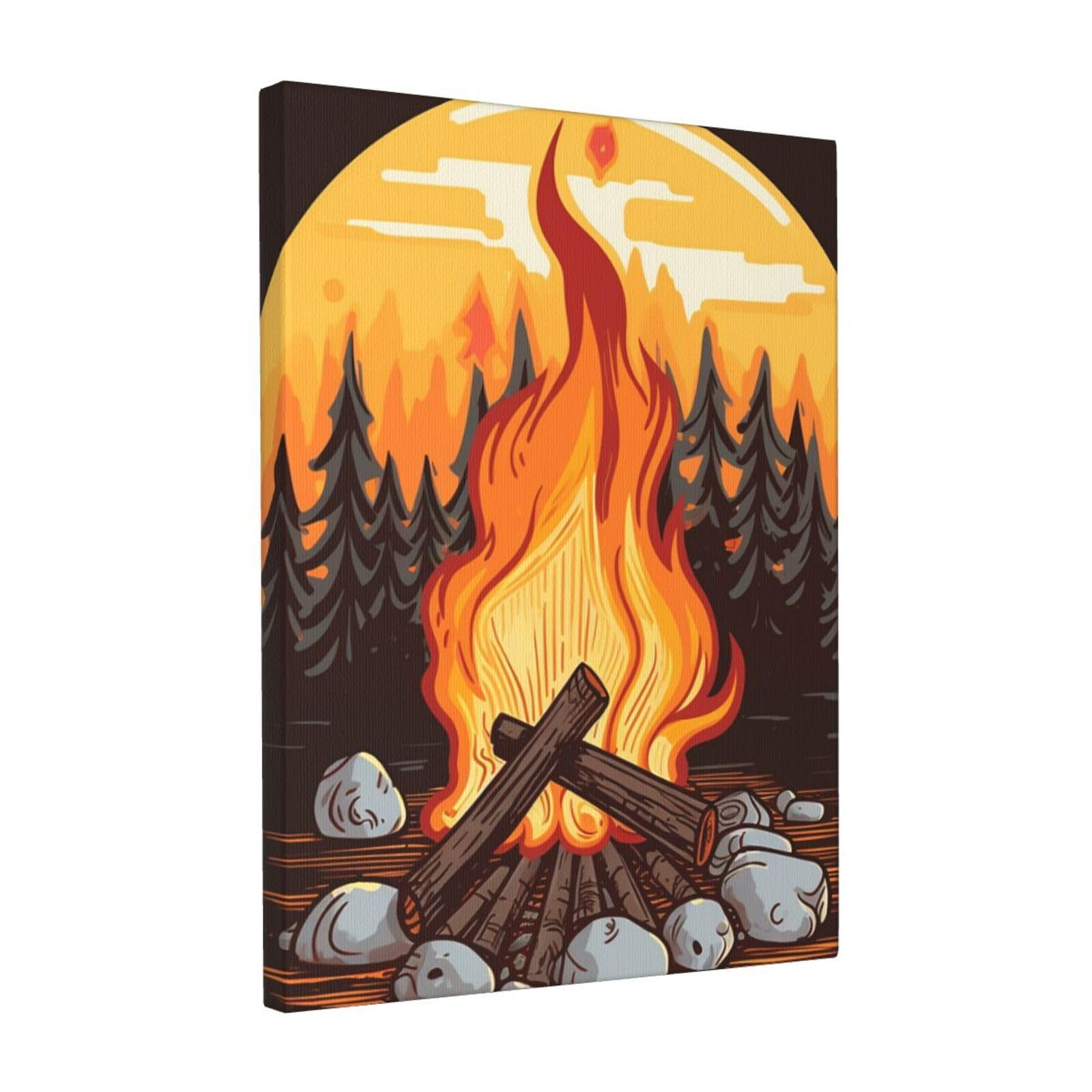 FodPand Bonfire Canvas Wall Art for Living Room Wall Decor 12"x16" Modern Artwork Painting Pictures Hanging Canvas Prints Aesthetic Wall Art for Bedroom Bathroom Office Wallart Decor