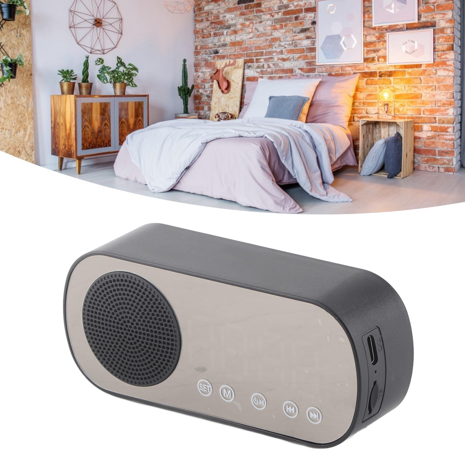 Budzik Radiowy, Ustawienie Podwójnego Budzika, Przenośne, Dostrojone Cyfrowe Radio FM, z Głośnikiem Muzycznym Bluetooth, Duży Ekran LED, Wiadomości, Prognozy Pogody
