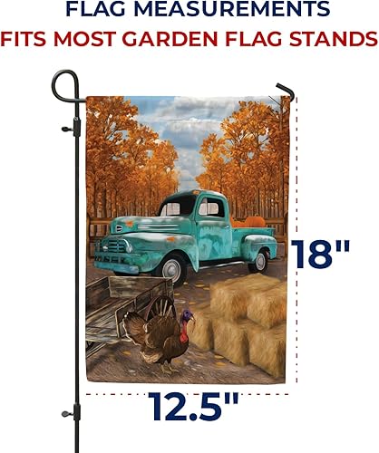 Miniatura 7 de Bandera de jardín con texto en inglés America Forever Fall, 12.5 x 18 pulgadas, de doble cara, color verde azulado, camión de granja, cosecha de