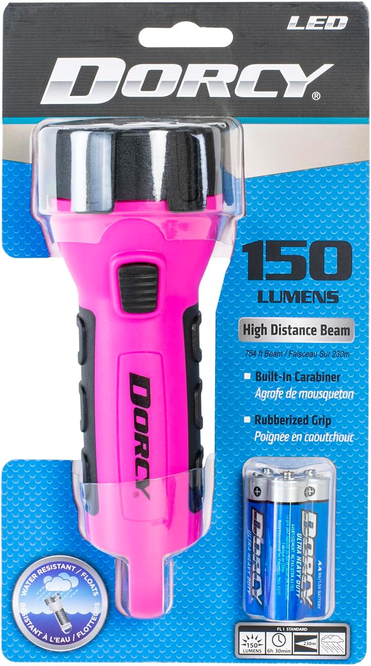 55 Lumen Floating Water Resistant LED Flashlight with Carabineer Clip, Pink ( 41-2509)