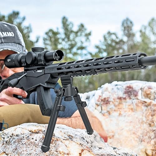 Miniatura 7 de Bípodes de rifle para caza y disparo con giro de 360 y bípode de pistola de 10 alturas ajustables para rifles