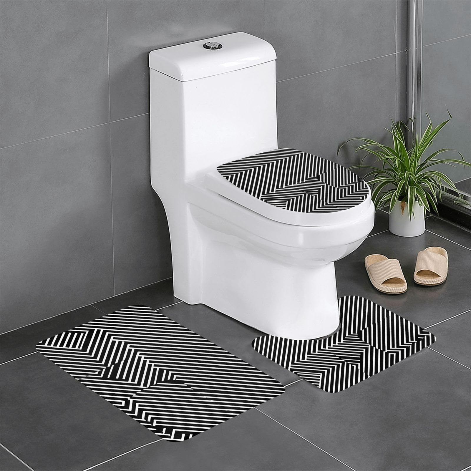 Tapis de salle de bain antidérapant lot de 3 tapis de douche imprimé 61 x 40 cm