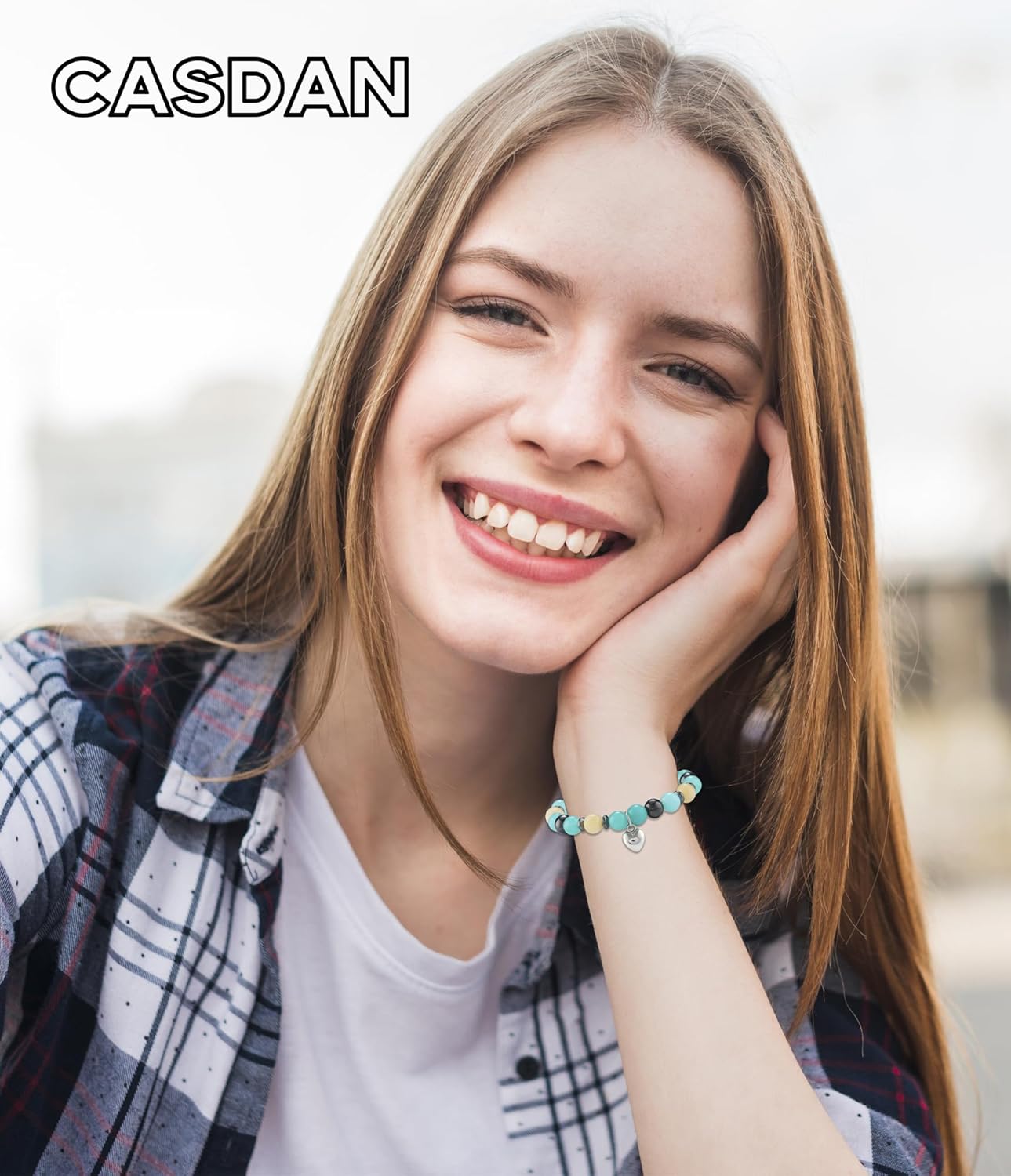 CASDAN 8Pcs Beaded Bracelets for Women Natural Stone Heart Bracelet Sometimes You Forget You're Awesome Inspirational Jewelrycard Gifts for Her Friend Sister Mom on Mother's Day/Birthday/Graduation/Easter/Christmas - Image 2