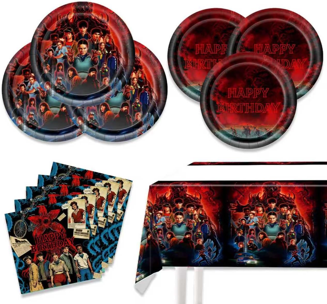 Stranger Things Party Supplies, 20 Plates, 20 Napkins and 1 Tablecover for Stranger Things Birthday Party Decorations