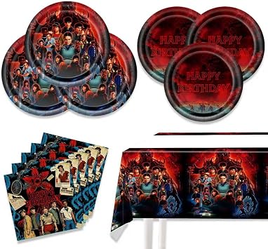 Stranger Things Party Supplies, 20 Plates, 20 Napkins and 1 Tablecover for Stranger Things Birthday Party Decorations