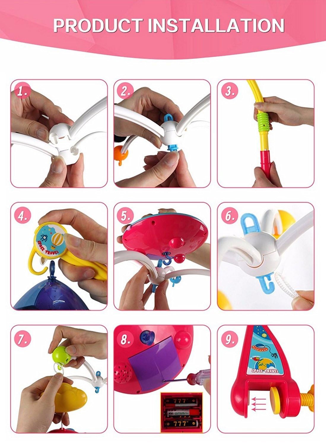 Magicwand® R/C ABS Plastic Baby Bed Musical Cot Rotating Projection Toy【3 Months & Up】【Pack of 1】【Multi-Colored】 - Image 5 thumbnail