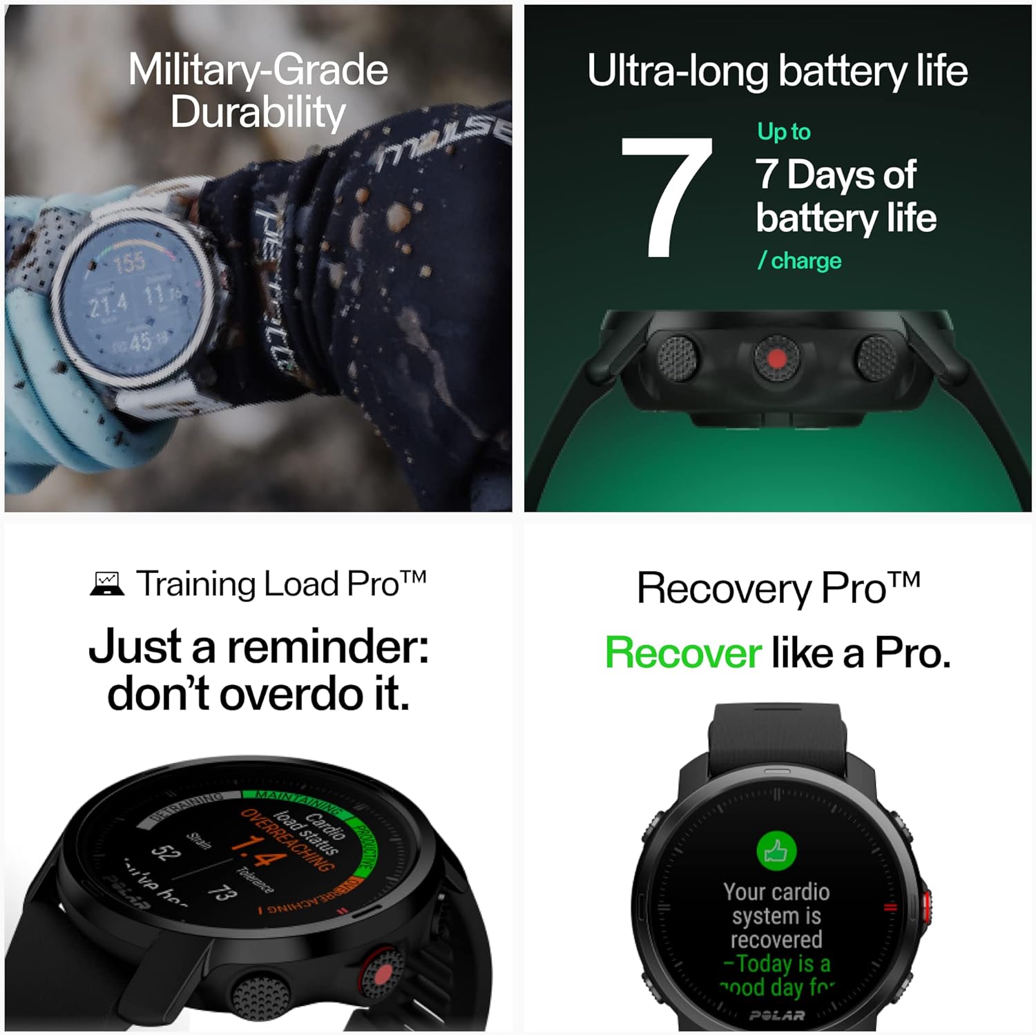 Polar Grit X HRCycling Bundle Outdoor-Multisportuhr - Limited Edition inkl. H10 Herzfrequenzsensor, Radhalterung, Satteltasche