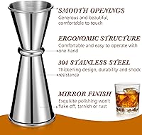 Vista 3 de Jigger de 6 piezas para bartending doble cóctel japonés Jigger 2 oz 1 oz acero inoxidable vaso medidor para el hogar, bar, bebida, cocina