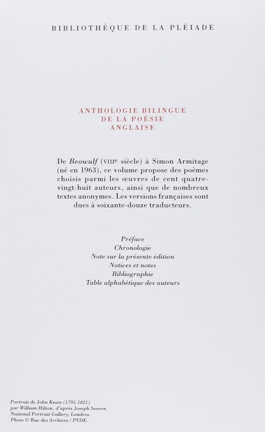 Anthologie bilingue de la poésie anglaise