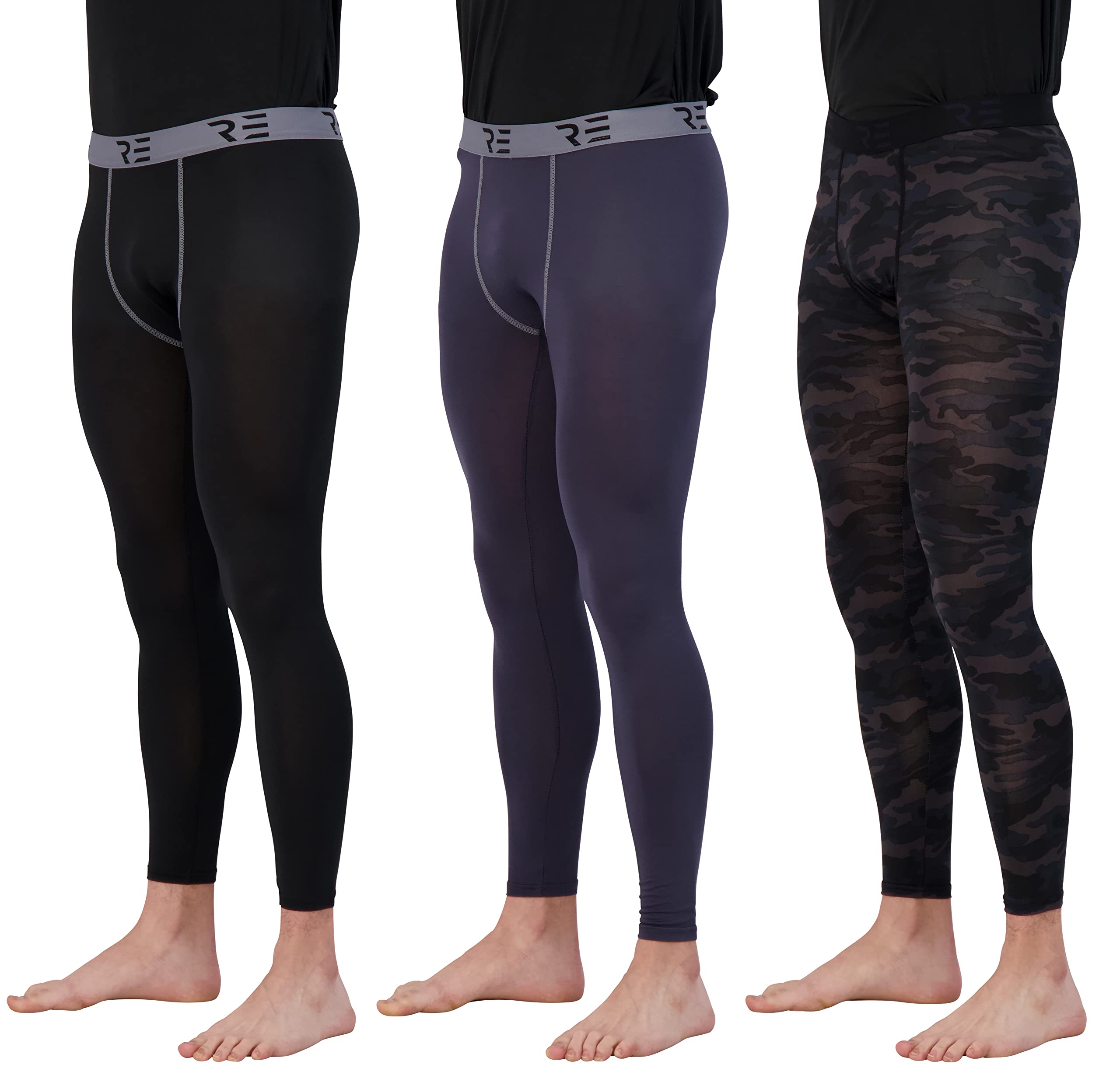 Photo 1 of Real Essentials 3 Pack: Men's Active Compression Pants - Workout Base Layer Tights Running Leggings (Available in Big & Tall) - Set 5, 5X Tall