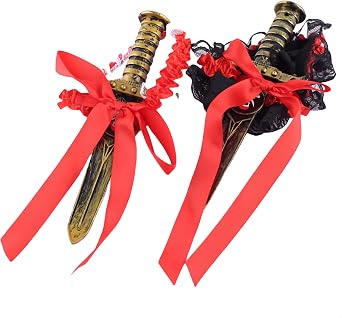 Womens Pirate Themed Costumes or Accessories, Toy Sword with Lace Bow Thigh Garter for Women Costume Party