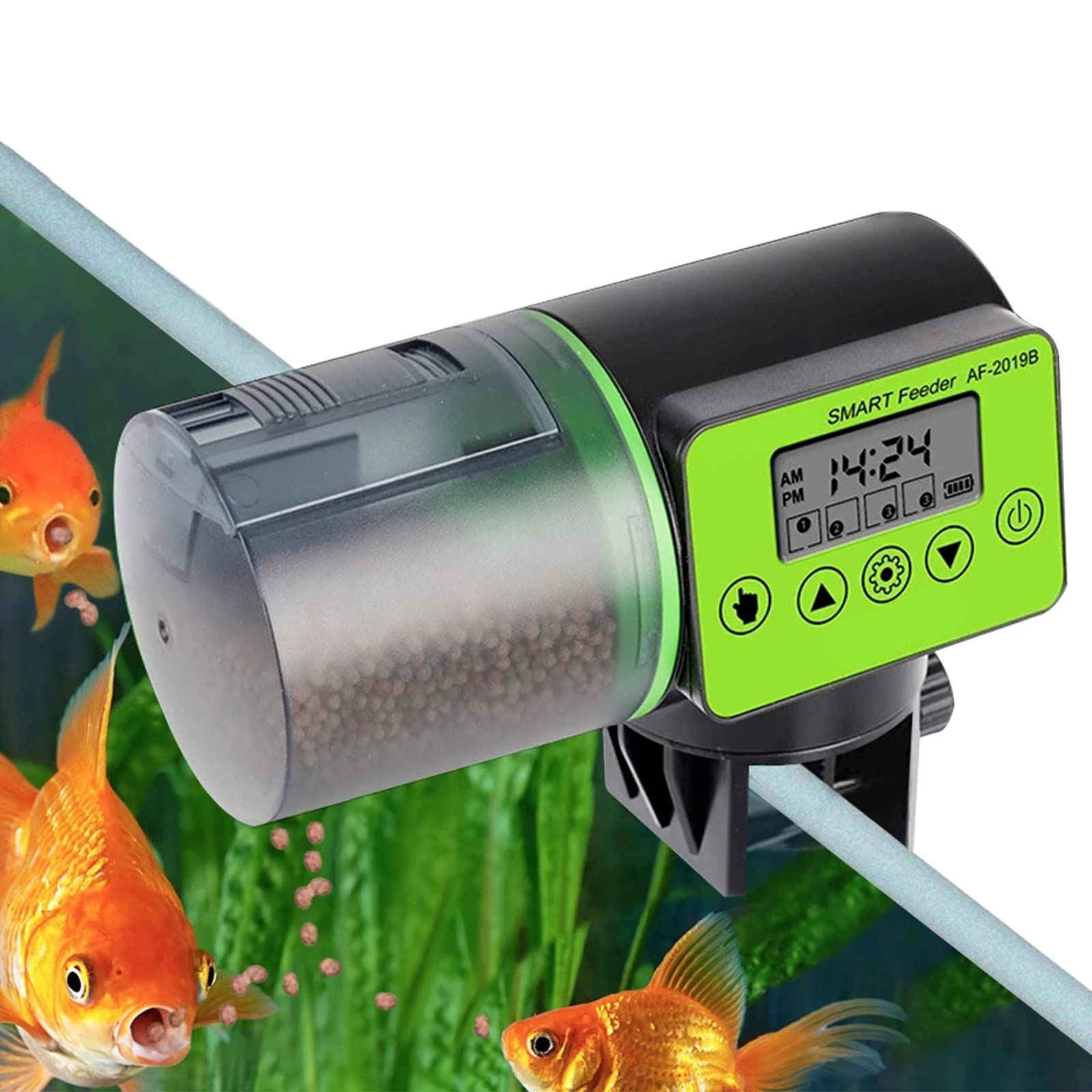 Distributore Automatico Cibo Pesci,200 Ml Alimentatore Automatico Acquario, Mangiatoia Acquario con Schermo LCD, Adatto per Acquario & Serbatoio per Pesci E Tartarughe