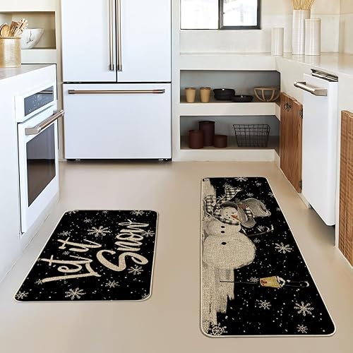 Miniatura 2 de Artoid Mode Let It Snow - Juego de 2 tapetes decorativos de cocina con diseño de muñeco de nieve y copo de nieve, diseño de muñeco de nieve, para