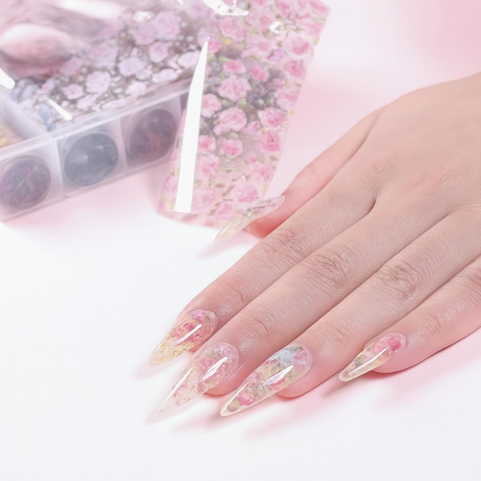 Huda Girl Holographic Nail Stickers - Floral Foil Art -6