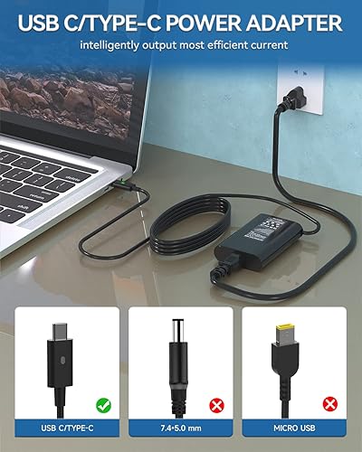 Miniatura 2 de Cargador USB C de 65 W y 45 W para laptop compatible con Dell Latitude 5420 5520 5320 7410 7390; apto para XPS 12 9250 XPS 13 9350 9370; apto para