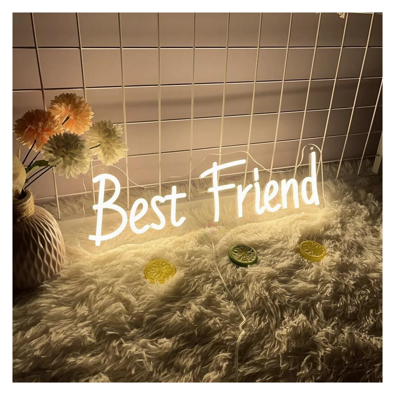 BYAMBD Home Bar Decor Best Friend Led Neon Sign Art Wall Hanging Party Bar Decoration Lights Room Store Decor USB Powered Dimmable