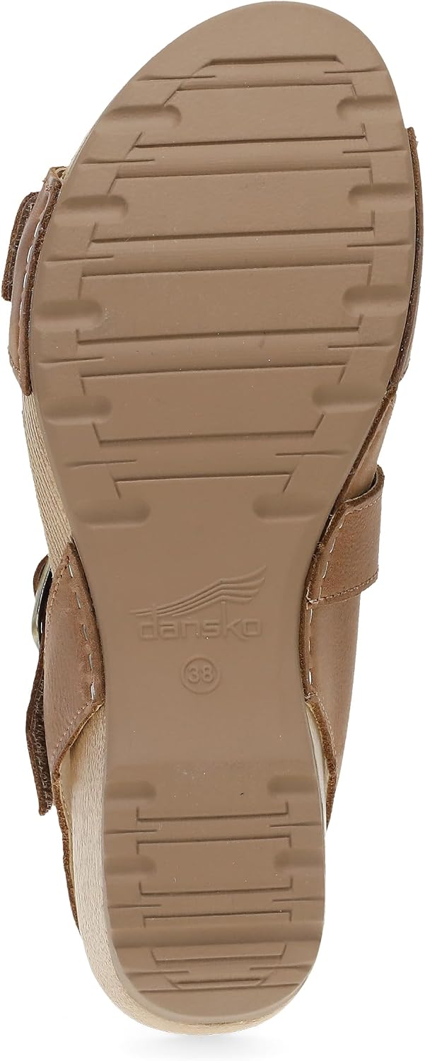 Dansko Trinity Wedge Sandal for Women – Contoured Footbed for All-Day Comfort and Support – Hook & Loop Strap with Buckle Detail – Lightweight Rubber Outsole
