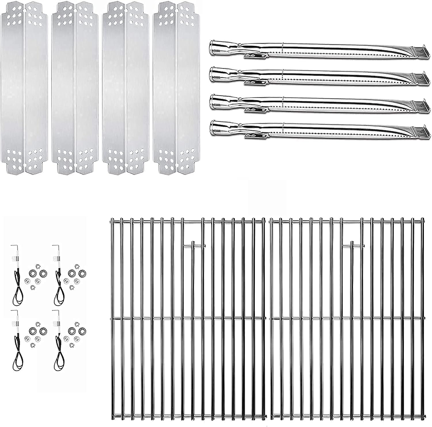Hisencn 304 Stainless Steel Grill Parts Kit for Home Depot Nexgrill 4 Burner 720-0830H, 720-0830D, 720-0783E Gas Grill Models, Grill Burner, Heat Plate, Cooking Grates Grill Replacement Kit