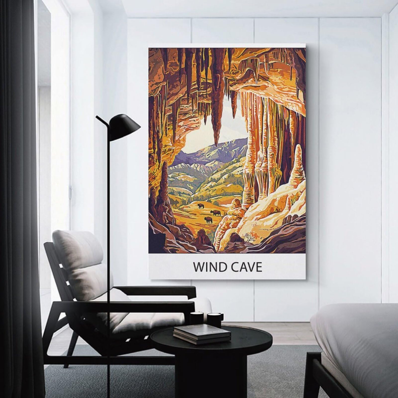 Junmoney Canvas Wall Picture Wind Cave National Park, 24x36inch(60x90cm), for Study, Office Or Focused Interiors, Wall Art That Adds Style to Work Areas