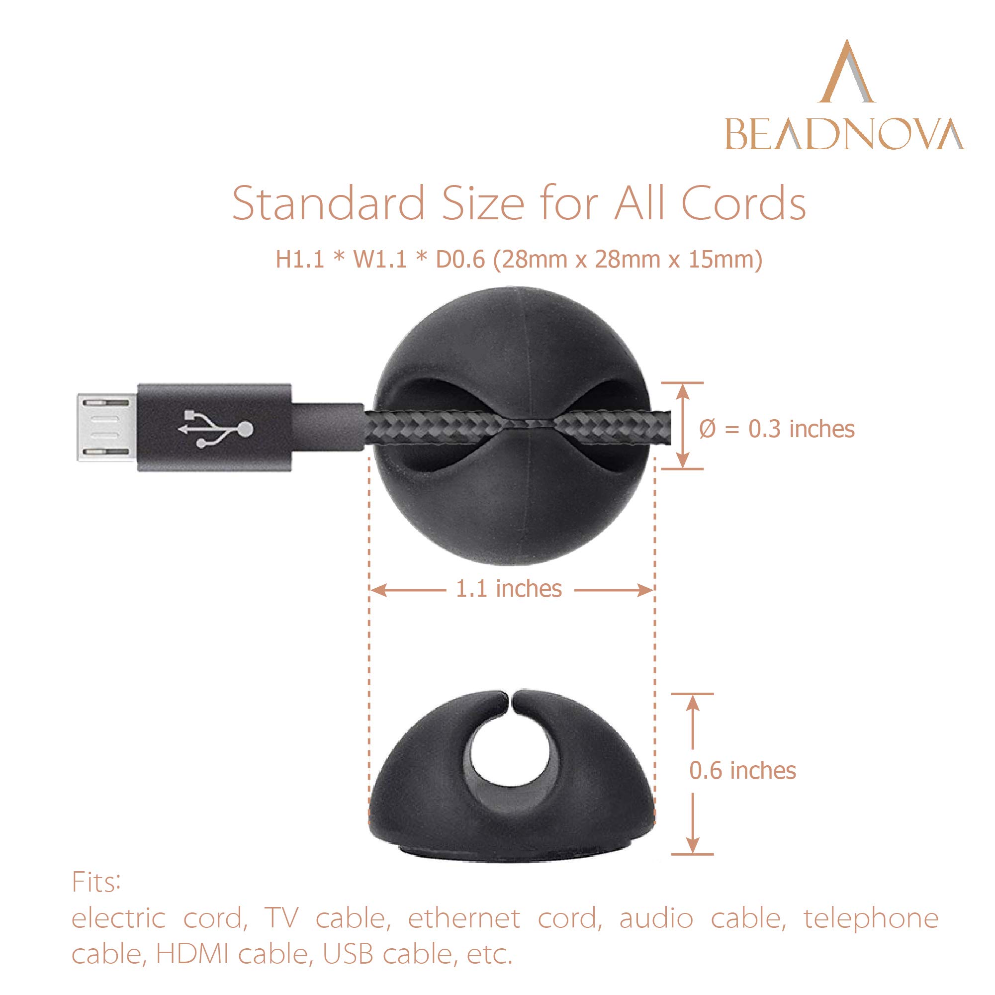 BEADNOVA Cable Clips Cord Organizer Management Wire Holder 1...