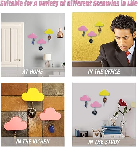 Miniatura 5 de Soporte de pared magnético con forma de nube blanca para colgar las llaves, adorno con diseño creativo y único, fuerte imán para colgar varias