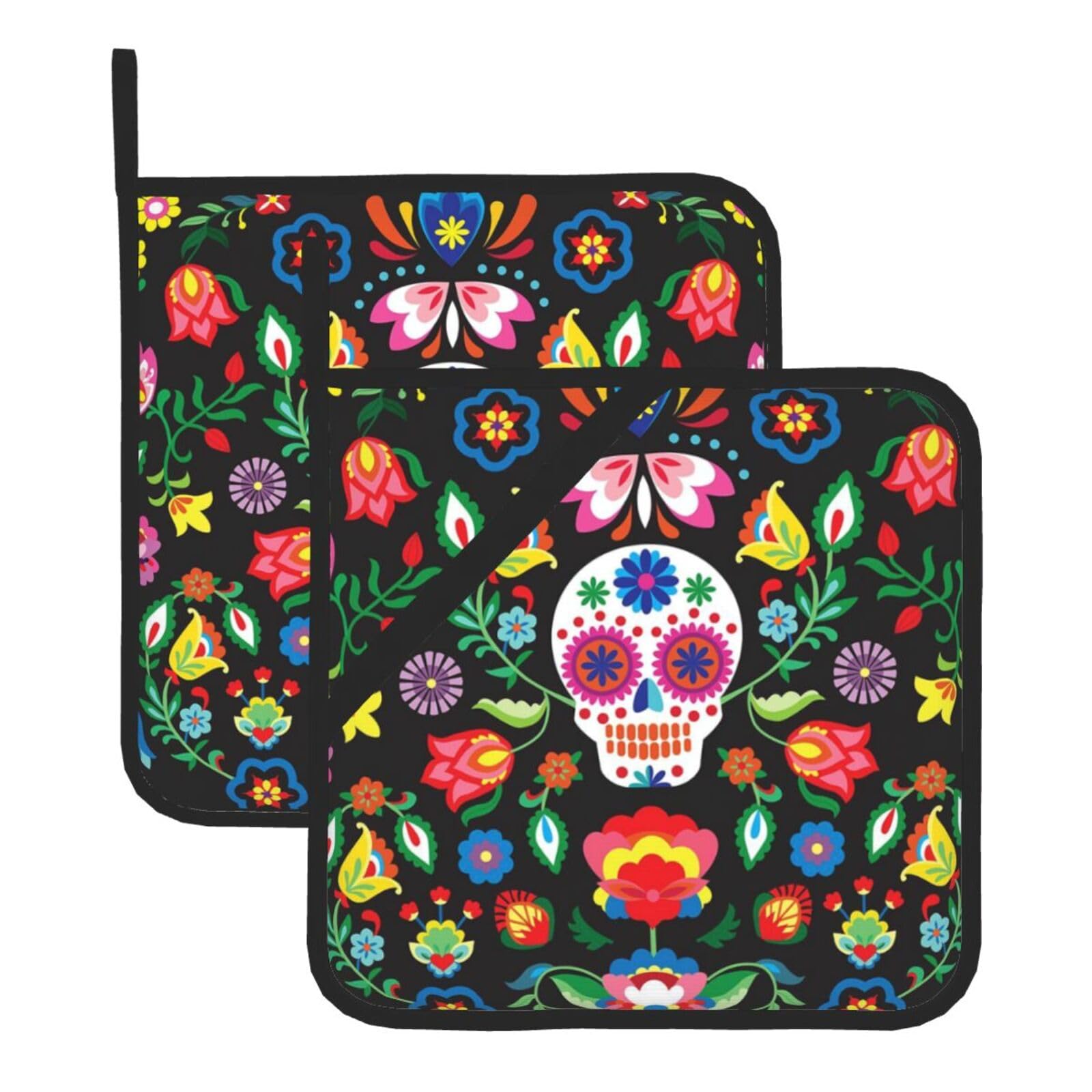 KFRXXZQB 2-Pack Square Pot Holders, Oven Mitts For Baking & Bbq