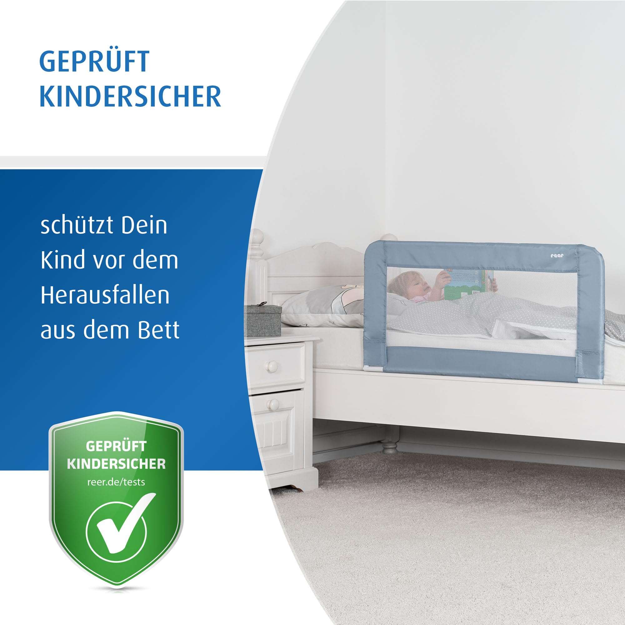 Reer Sleep'n Keep, Rausfallschutz fürs Babybett, 150 cm Länge für Betten von 180-210 cm Länge