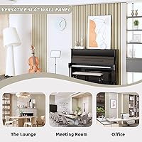 Vista 5 de Paneles de madera para pared, paneles de pared 3D insonorizados, paquete de 2 paneles de pared de 94.5 x 12.6 pulgadas para decoración de pared Roble