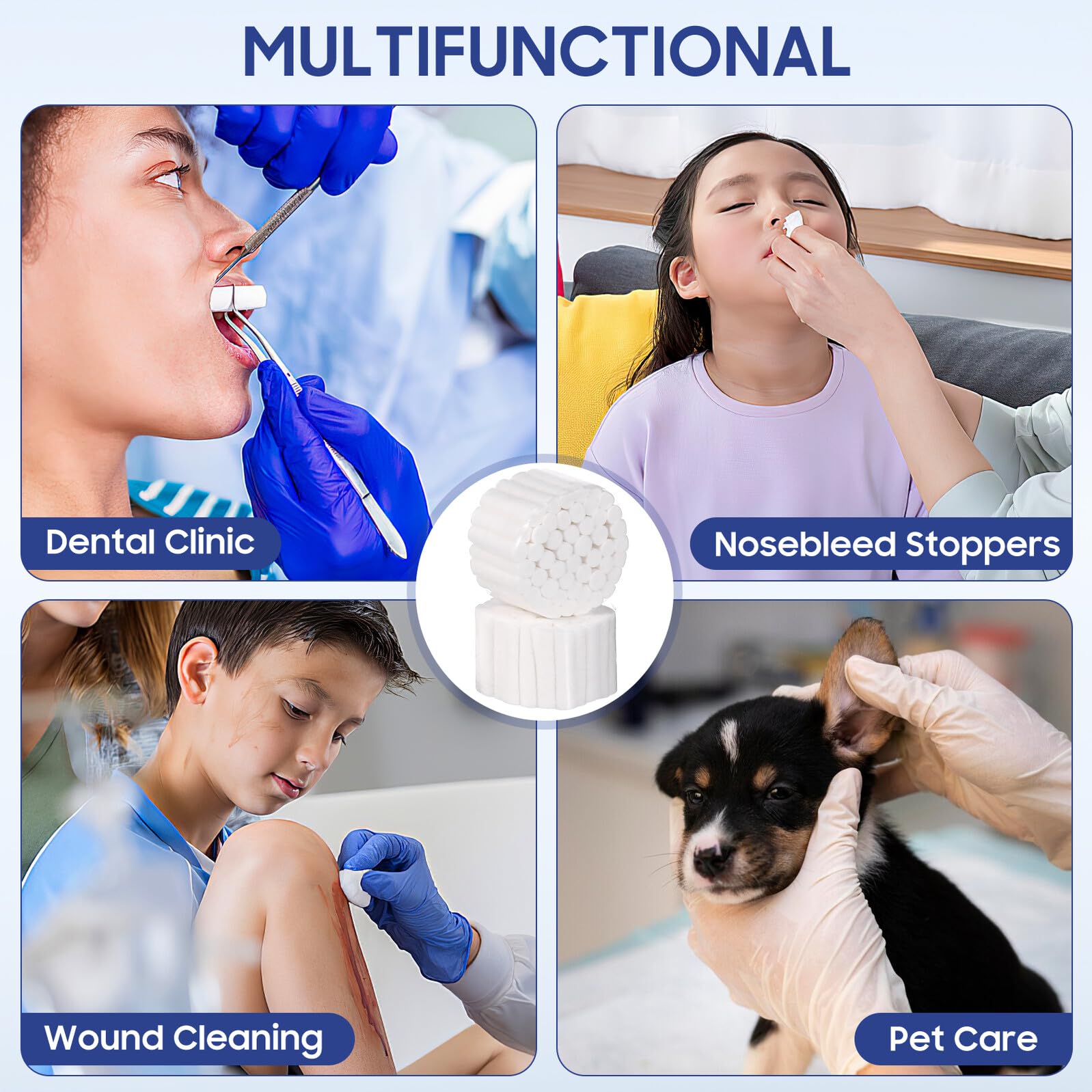 Tiras de Algodón Dental 5 Piezas 8x38mm Ligeras y Resistentes | Alta Absorción Hemostática, Uso en Lavado Bucal, Hogar y Clínicas Dentales, Ligero y No se Rompe Fácilmente