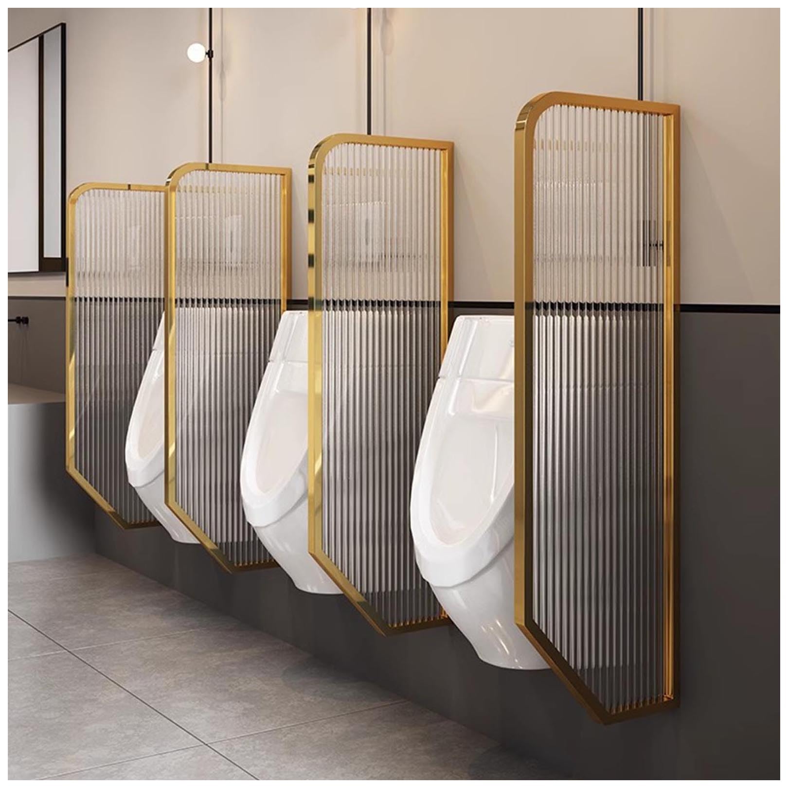 GTHTUHFD Tempered Glass Urinal Partition Screen, Wall-Mounted Privacy Divider For Public Toilets, Men‘S Urinal Baffle For Hotels & Restaurants - Black, 100Cm, 1 Piece,Gold-120cm