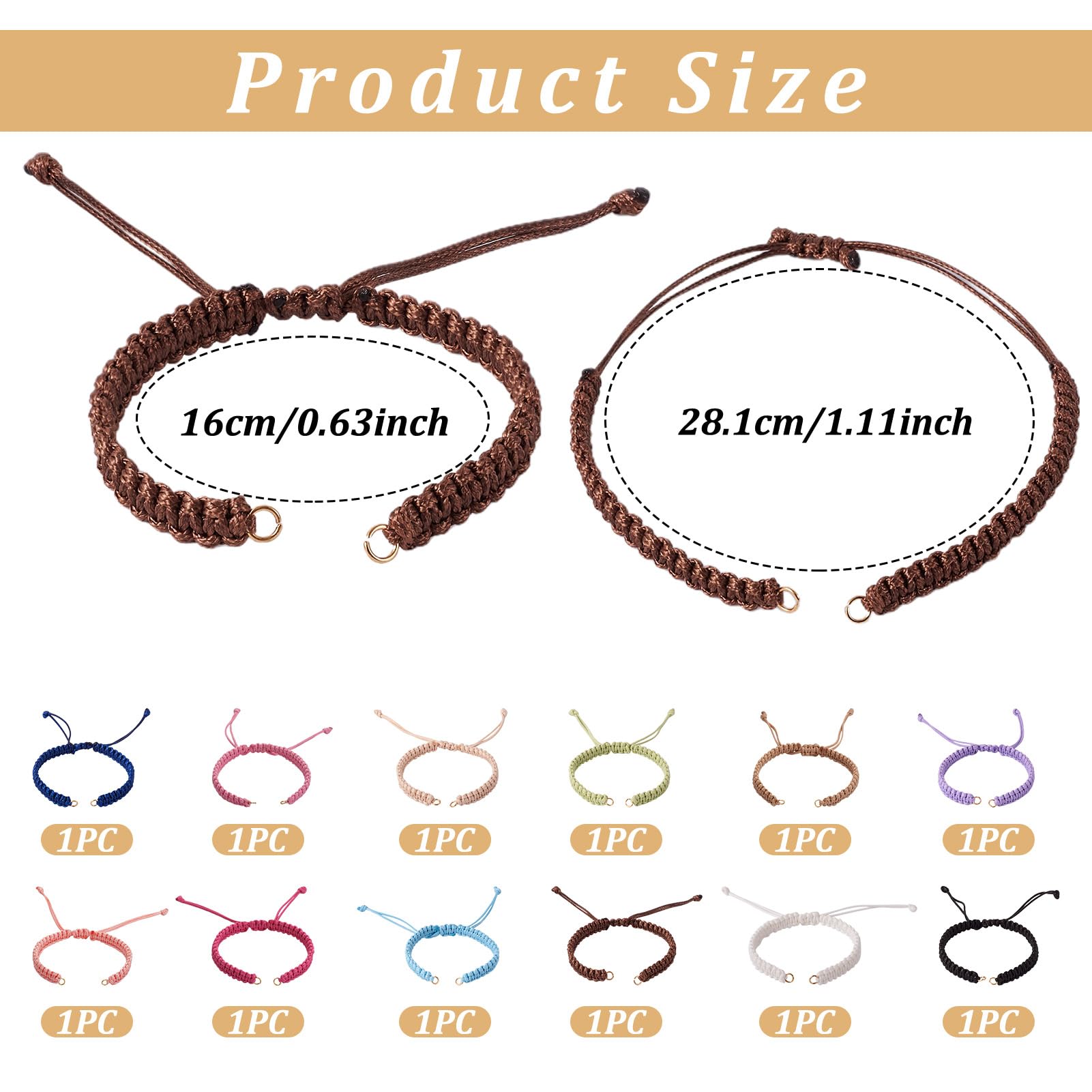 PandaHall 5 strengen verstelbare nylon schuifregelaar armband maken (12,5 cm) gedraaide koord armband maken met milieu messing bevindingen vergulde boom des levens bedels sieraden maken, Kristal