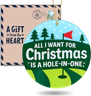 Golf Christmas Ornament – Funny All I Want for Christmas is a Hole-in-One Decoration, Holiday Golf Decor for Tree, Unique Gift for Golfers, Christmas Tree Decorations & Stocking Stuffer