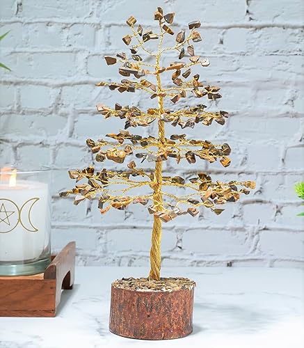 Miniatura 47 de Árbol de la vida de chakras de aventurina amarilla, árbol de cristal para energía positiva, decoración de Feng Shui, árbol de piedras preciosas