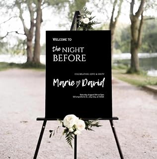 Rehearsal Dinner Welcome Sign – Editable “The Night Before” Black Template, Printable Wedding