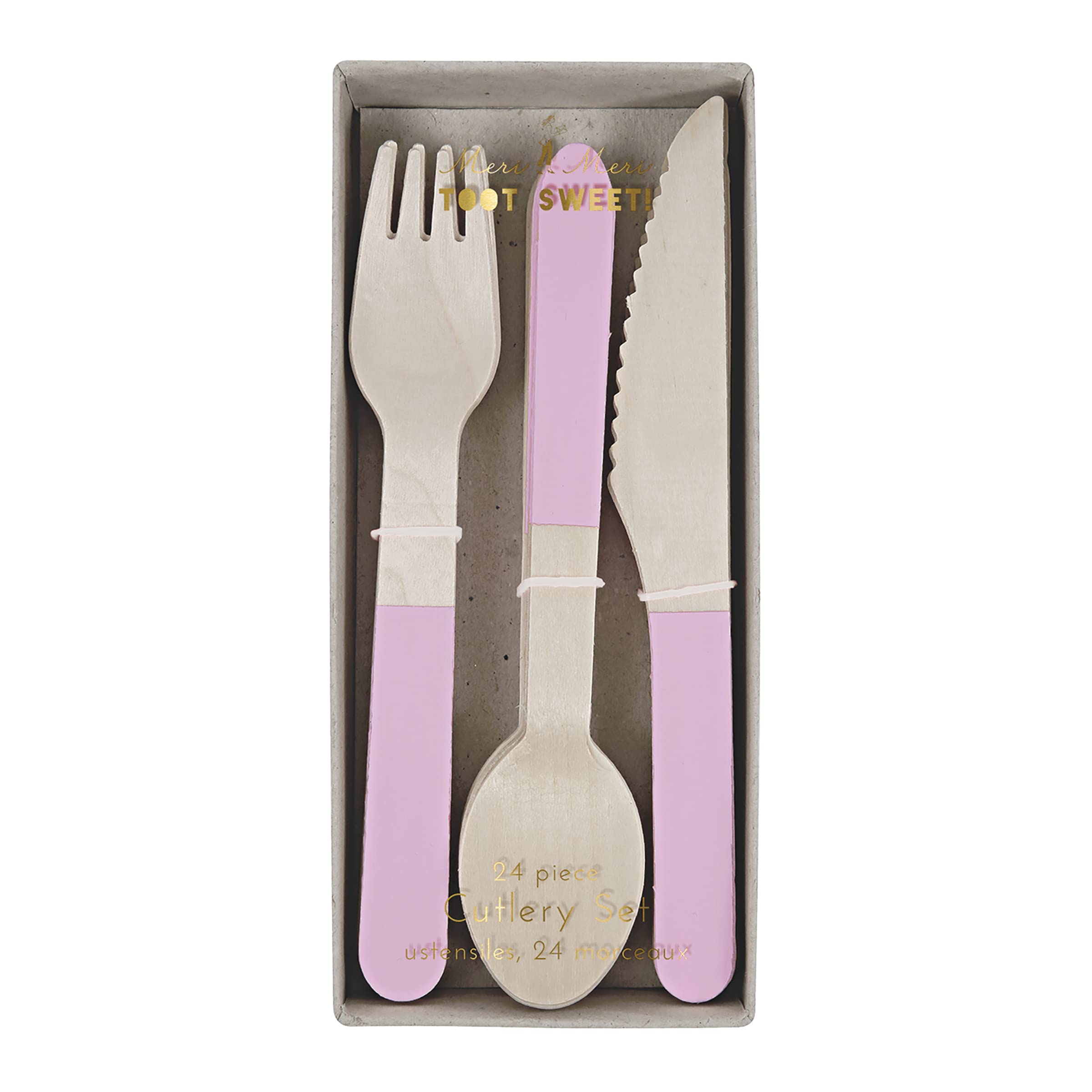 Meri Meri 45 2148 Wooden Cutlery Set Pink Novelty
