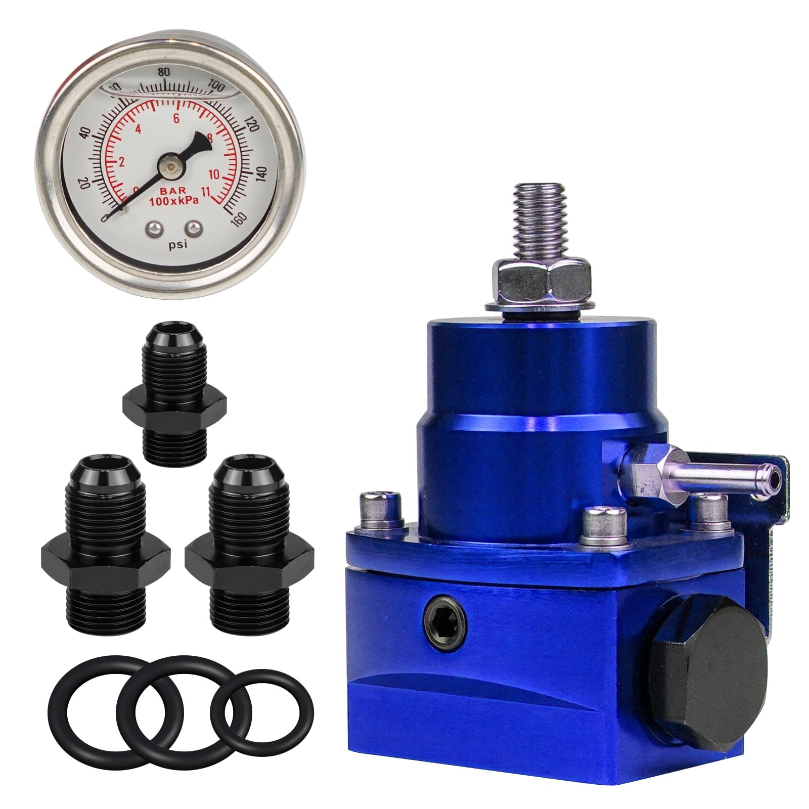 Snapklik.com : Fuel Pressure Regulator AN6 Feed & AN6 Return Line 0-160 ...