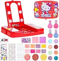 Vista 1 de Hello Kitty and Friends Beauty Vanity Set with Light-Up Mirror, Includes Lip Gloss, Eyeshadow, Blush, Brushes, Nail Polishes, AA Batteries Not