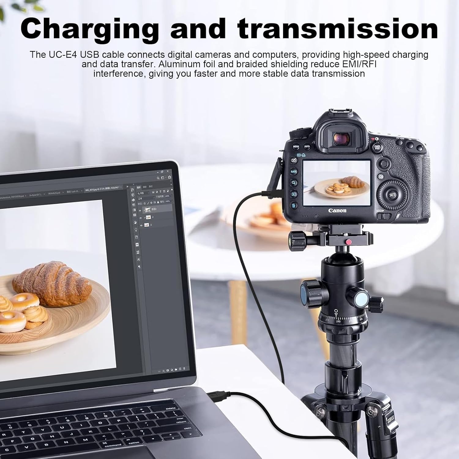 Toxaoii UC-E4 Datenkabel 1,5m - USB Kabel Für Nikon Kameras D610 D7000 D90 Uvm.