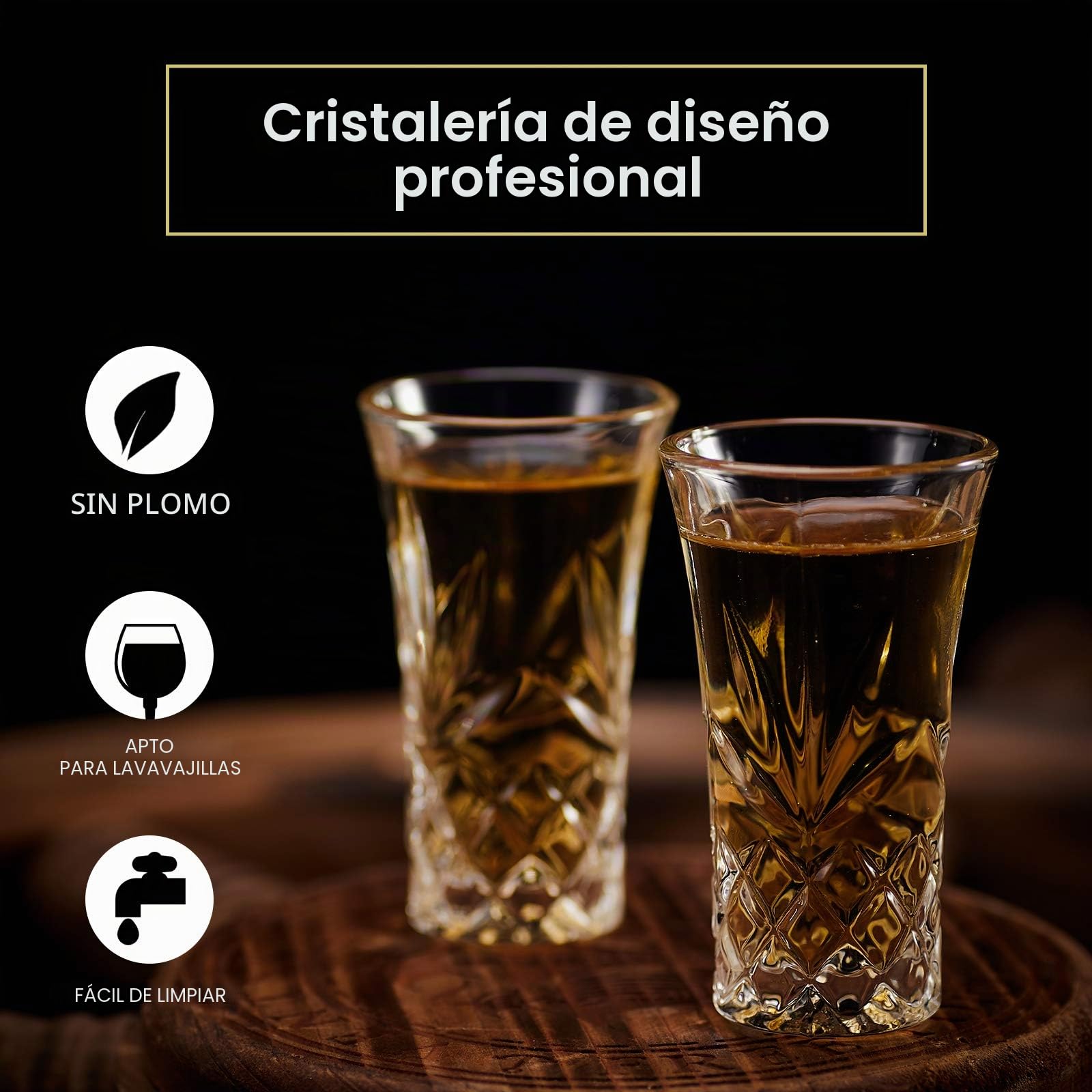 Juego de vasos de chupito de base pesada | Vasos de puerto de 2 onzas | 60 ml (Juego de 12 unidades)