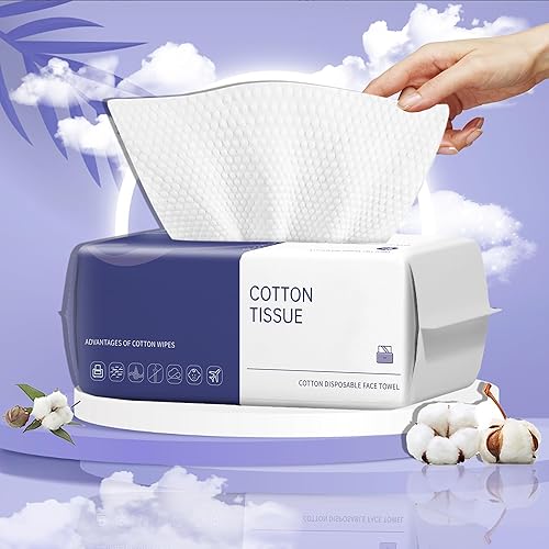 100 Count Ultra Thick Disposable face Facial Wash Cloth for Sensitive, Lint- free Facial Tissue, Makeup Remover