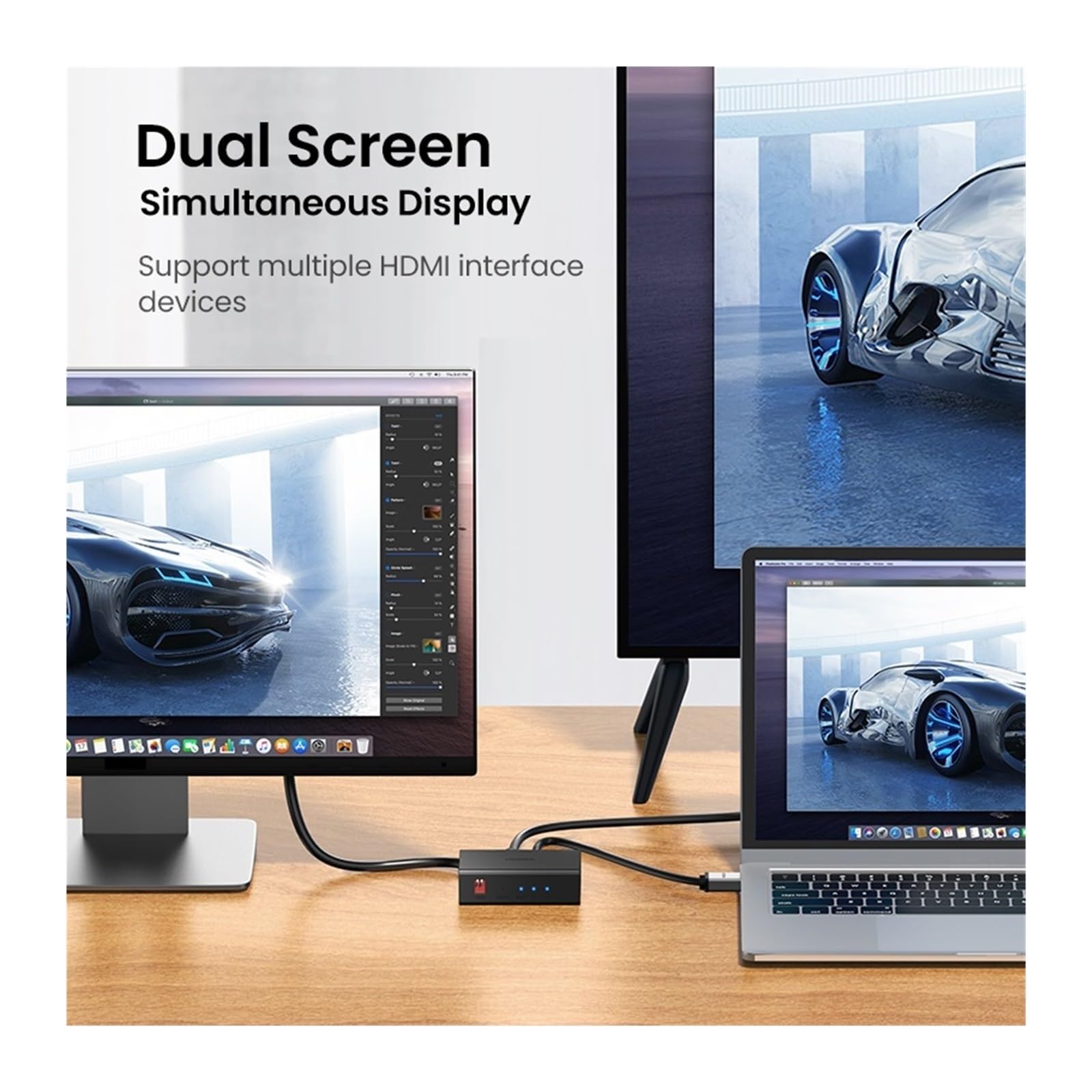 Splitter HDMI 1 ingresso 2 uscite 4K60Hz compatibile for doppi monitor HDCP. Adattatore EDID 3D HDR