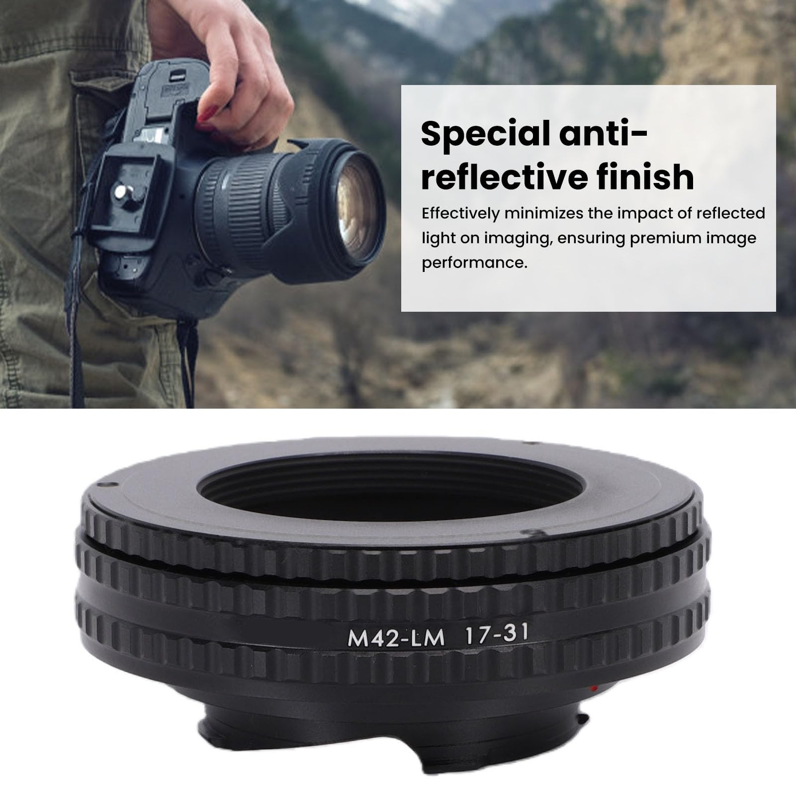 aqxreight Adaptador de Lente Macro Apto para Cámara LM 17 31mm M42 Montaje de Tornillo a Cámara Adaptador de Lente de Enfoque Ajustable Tubo Macro