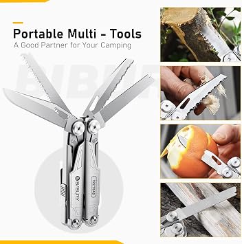 BIBURY Foldable Multi for Men Multifunctional Pliers with Bottle Opener Portable Multifunctional Tools with Lockable Blades Multi Tool Ideal for Outdoor Camping Hiking Repairing