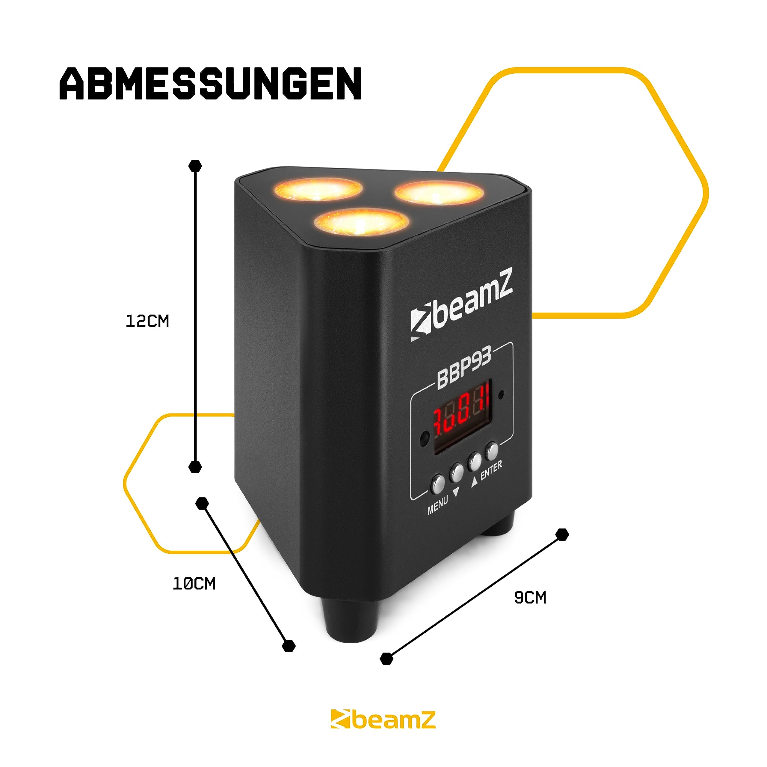 BeamZ BBP93 Akku LED Strahler 4er Set Uplight, 3x10 Watt Effektstrahler, RGB LED Spot, Bühnenbeleuchtung, Lichteffekte, Fernbedienung, Disco Licht, Partylicht Musikgesteuert, Ambiente Strahler