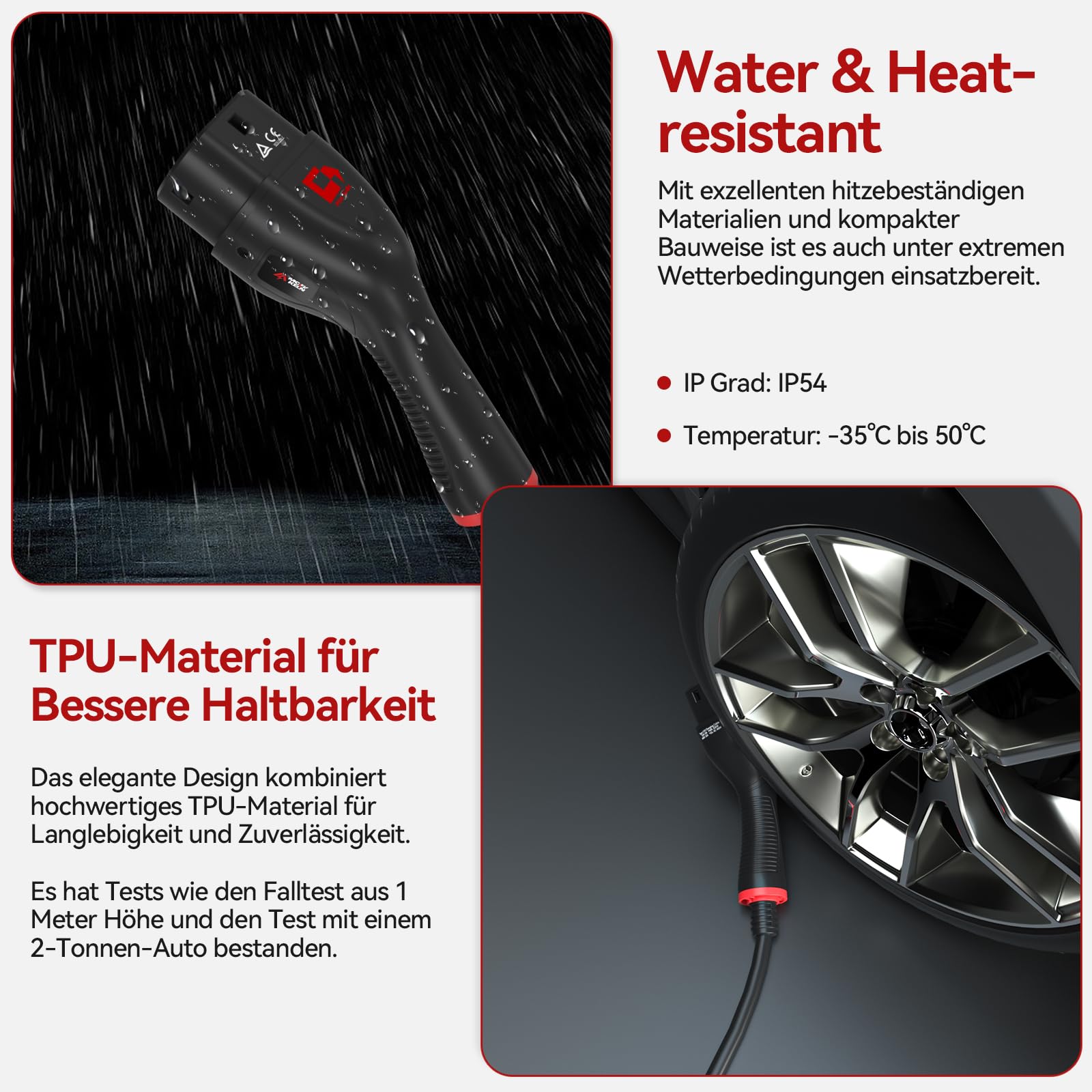 Typ 2 Ladekabel 22kW für Elektroauto & Hybrid Typ 2 -Mode 3 Ladekabel E Auto - 32A| 3 Phasig| 5M Ladekabel Elektroauto Typ 2 EV Charger mit Handtasche, Schwarz