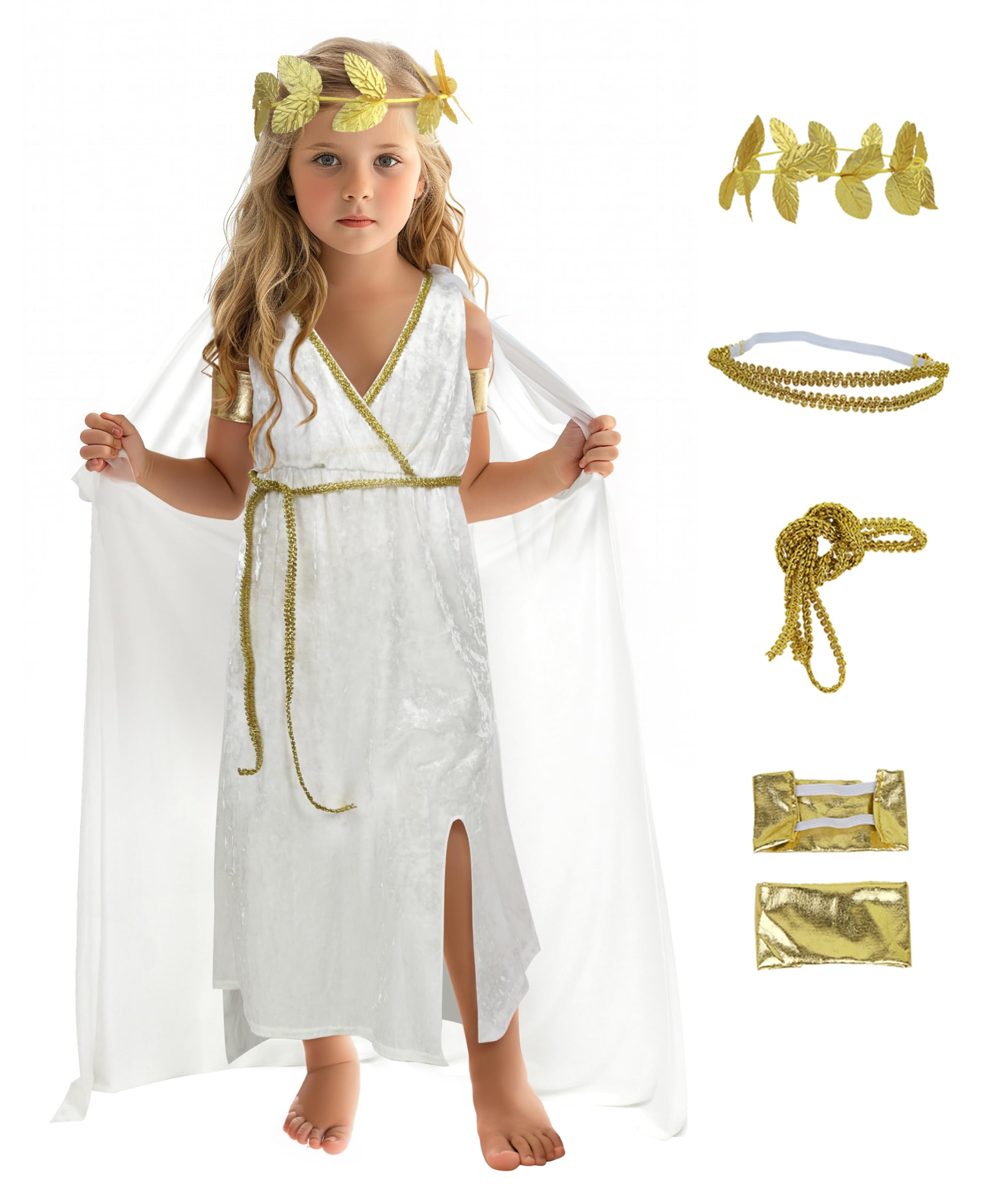 Greek Costume Kids Toga Children's Goddess Dress Athenian Style Clothing Girl's Roman White Dres