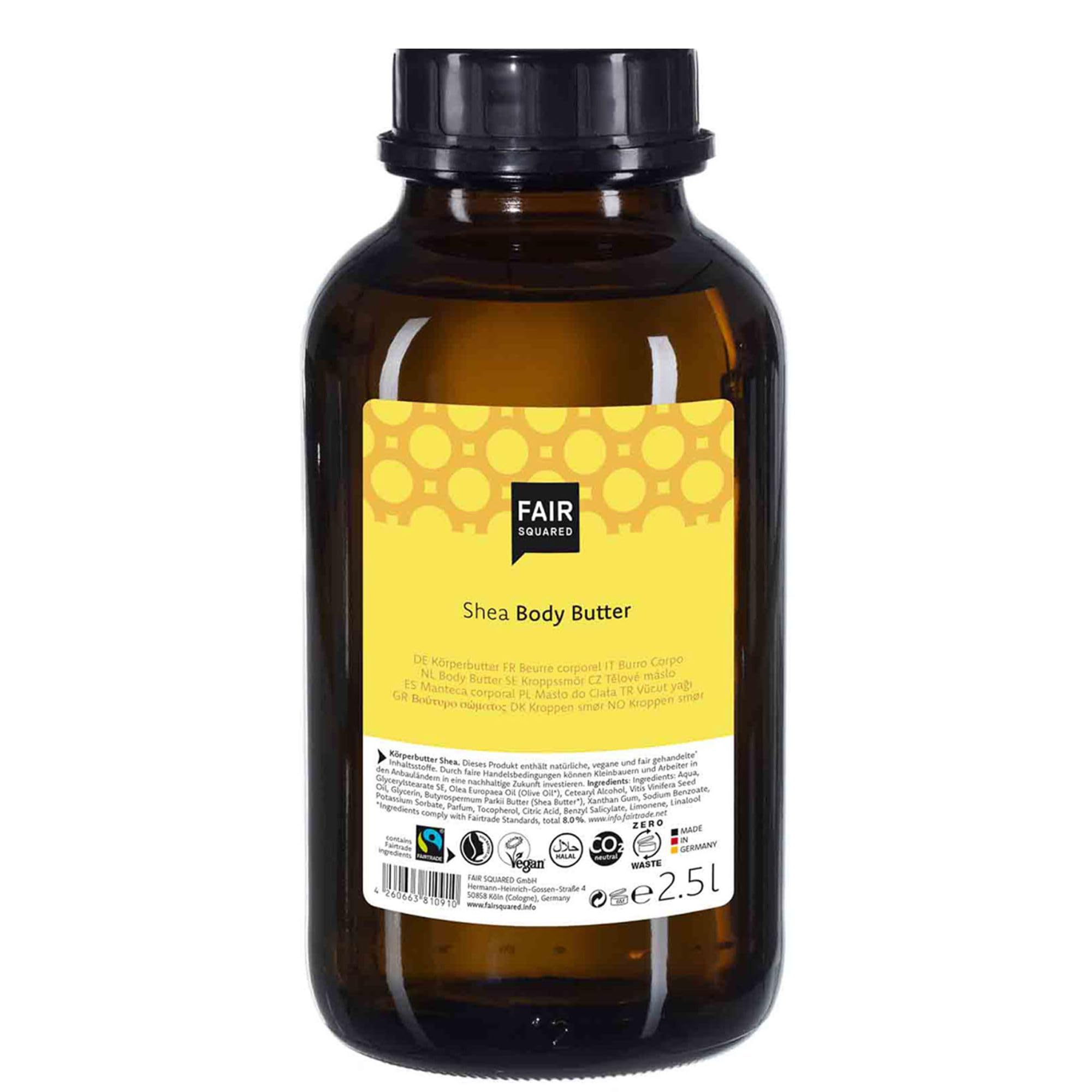 FAIR SQUARED Körperbutter Shea 2,5 Liter - intensive Hautpflege - vegane Body Butter Sheabutter 2500 ml