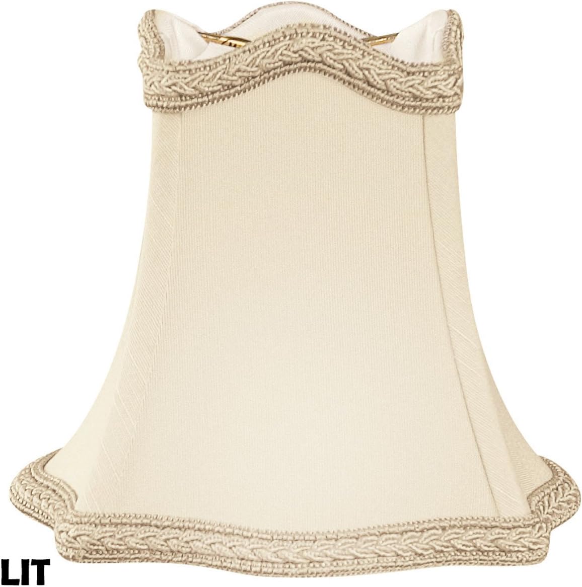 Royal Designs, Inc. CS-508BG-6 Fancy Square Bell Chandelier Shade with Decorative Trim, 2.5 x 5 x 4.5, Beige, 6-Pack
