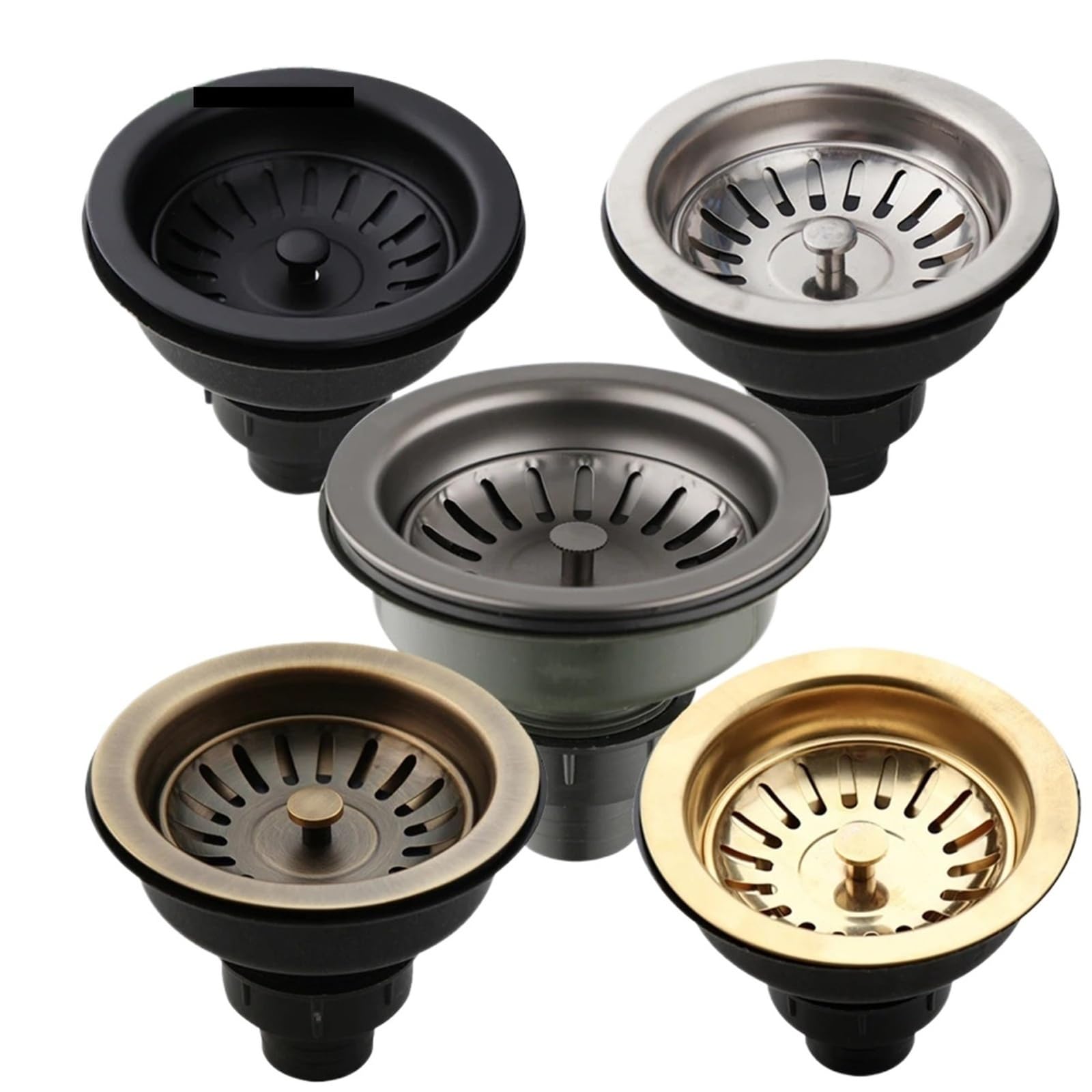 Abflusssieb SUS304 Spülbecken-Sieb-Stopper-Set, Abtropfgestell-Set(Black)