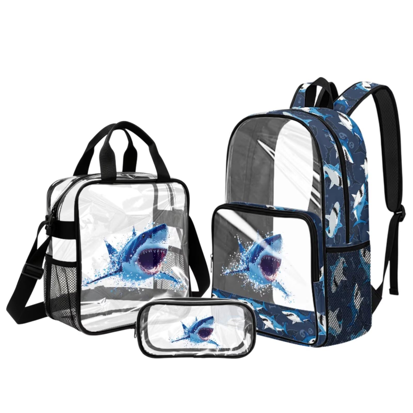 Zaino trasparente 3 in 1 per bambini, con portapranzo, approvato dallo stadio, 43 cm, trasparente, Veicolo da, M, Casual